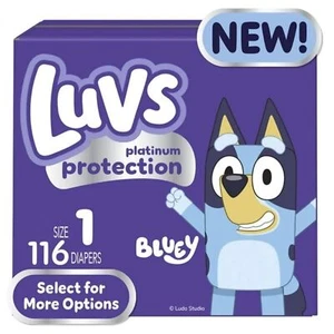 Luvs Diapers Platinum Protection Size 1 Bluey Baby Diapers 116 Count Box OW - Picture 1 of 9