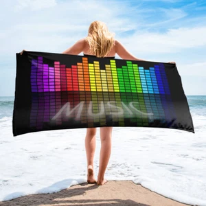 Beat Music Equalizer Colorful Bath or Beach Towel - Picture 1 of 1