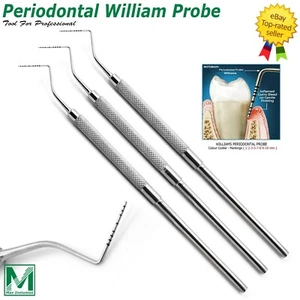 William Sonde Periodontali Dentali Rivestite a Colori Set di 3 - Foto 1 di 6