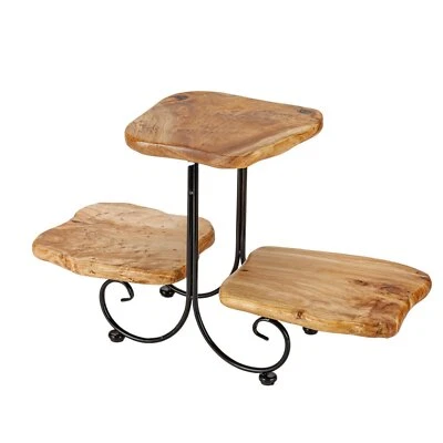 THY Coleccionables Soporte de Exhibición de Pasteles de Madera de 3 Niveles Bandeja de Decoración en Niveles Rústica... Foto 1 de 4