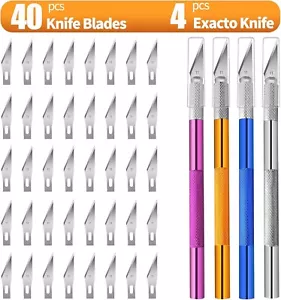 4PCS Exacto Knife, Hobby Knife Craft Knifes with 40PCS Spare Exacto Knife Blades - Picture 1 of 7