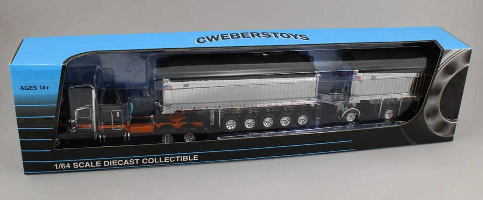 DCP 1:64 BLACK Peterbilt 389 & EAST Michigan Series 31' & 20' END DUMP TRAILER - Image 1 of 1