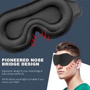 Augenmaske 3D Seide für Männer & Frauen Augenmaske zum Schlafen Augenbinde Reisen Relax - Bild 1 von 11