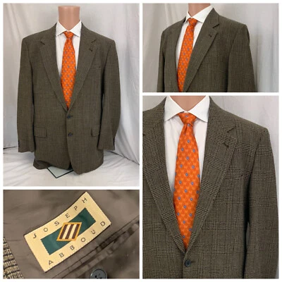 Blazer Joseph Abboud 42L Marrón Lana a Cuadros Nylon 2b 42 L Como Nuevo YGI O1-105 Foto 1 de 4