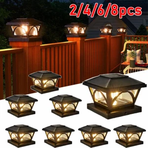 2-8PK Solar Post Light 4x4/5x5 Deck Cap Fence LED Landscape Lamp Vinyl Wood Post - Picture 1 of 23