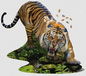 Jigsaw Puzzle Animal Wild Tiger Hunting Freeform shaped 1000 piece NEW 40" x 35" - Picture 1 of 1