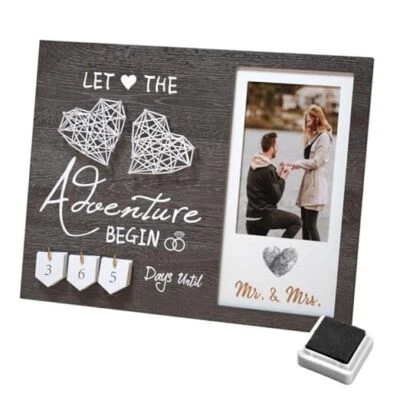 Engagement Gifts for Couple, Wedding Countdown Heart Thumbprint Engagement  Foto 1 de 4