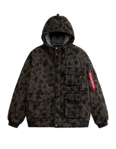 Alpha Industries MJM53505C1 MA-1 Hunting Mod Battlewash Jacket Brown Frogskin - Picture 1 of 2