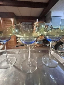 Three Circleware Ombre 'Green To Blue' Margarita Glasses - Picture 1 of 6