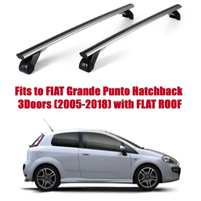 Barras portaequipajes de techo premium para FIAT Grande Punto 3 puertas (05-18) techo plano AL303/044M Foto 1 de 4