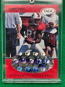 Torry Holt Rookie AUTO 1999 SAGE Autographs Red #A21 449/999 NC STATE WOLFPACK