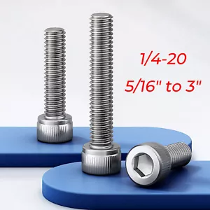 1/4-20 viti tappo testa presa in acciaio inox, bulloni a brugola, filo grossolano US UNC - Foto 1 di 16