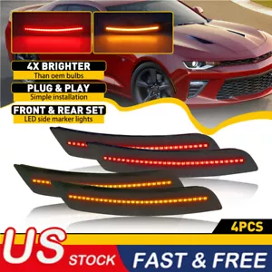 Paquete de 4 luces LED de guardabarros de humo oscuro para Chevy Camaro 16-21 luces marcadoras laterales EE. UU. - Imagen 1 de 26