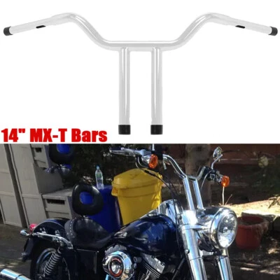 Manillar cromado de 14"" de elevación 1-1/4" apto para Harley Softail Road King FLHR Foto 1 de 4