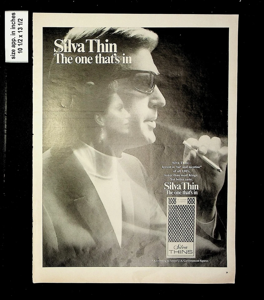 Silva Thins Cigarettes Men 1969 anuncio impreso vintage 016065 Foto 1 de 1