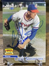 1999 Fleer Sports Illustrated Greats Of The Game Curt Simmons Autographed Signed