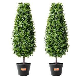 2 Pack 3' Artificial Boxwood Topiary Tree Faux Plant UV Decor In/Outdoor - Picture 1 of 11