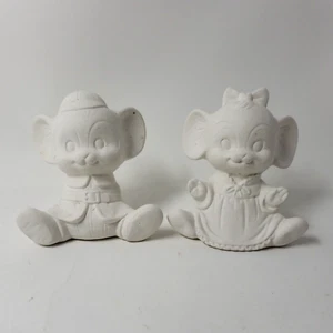 Baby Maus Bruder Schwester Keramik Biskuit U Lack fertig bemalt 2 Mäuse Vintage - Bild 1 von 7