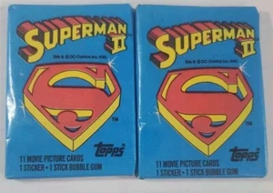 Paquete de cera Topps Superman II 1980 como en la foto goma está sellada rota. Nuevo juego de dos - Imagen 1 de 2