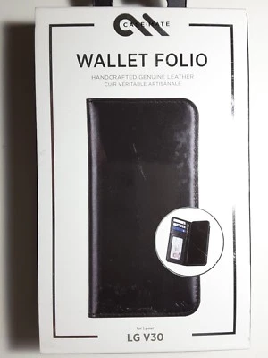 Case Mate Black Leather Wallet Folio Credit Card Case For LG V30 Black - Image 1 of 4