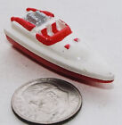 Very Small Micro Machine Plastic Speed Boat in White  with Red Trim