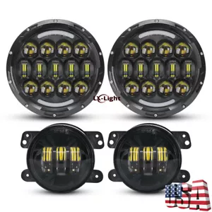 Faros LED redondos de 7 pulgadas 4" luz antiniebla lámpara de conducción kit combinado adecuado para Jeep JK - Imagen 1 de 11
