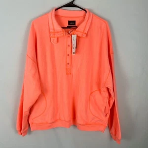 Urban Outfitters 100% Cotton Orange Oversized Sweater Sz M Pockets Mock Neck - Picture 1 of 10