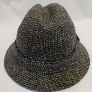 Pendleton Tweed Fedora Hat Mens M Virgin Wool USA Vtg 90s Grey Blue Brown Tweed - Picture 1 of 9