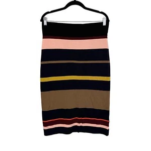  RACHEL ROY Skirt Womens 0X Stripe Wool Blend Midi Knit Stretchy Navy Color - Picture 1 of 8
