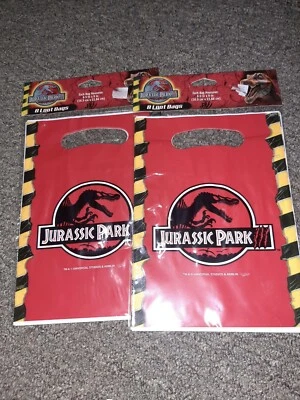 Jurassic Park III Movie Vintage Rare Dinosaur Birthday Party 8 Loot Bags - Image 1 of 2