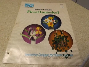 VTG 1987 Plastic Canvas Floral Fantasies I Pattern Leaflet, Ivy, Iris, Daffodils - Picture 1 of 3