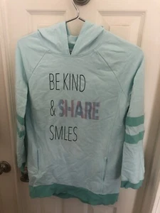 Cat & Jack ‘Be Kind & Share Smiles’ Hooded Long Sleeve Sweatshirt Size L 10/12 - Picture 1 of 3