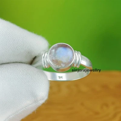Anello regalo fatto a mano in argento sterling 925 pietra di luna... - Immagine 1 di 4