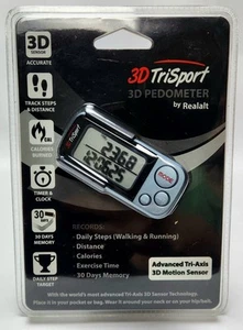 3D Trisport Walking Pedometer 3D Realalt Calorie Step Counter Timer + Clip&Strap - Picture 1 of 6