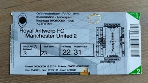 Boleto 2009 Royal Antwerp FC vs Manchester United amistoso 34483 - Imagen 1 de 1