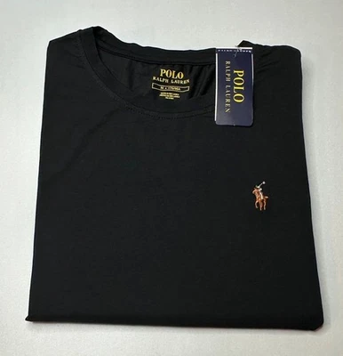 NWT Polo Ralph Lauren Men Short Sleeve Crew Neck Black T-Shirt Free Shipping - Image 1 of 4