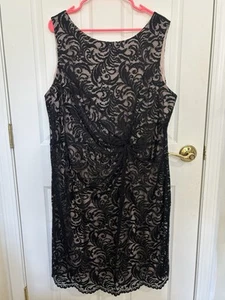 Calvin Klein Black Lace Sheath Sleeveless Dress Size 22W Wedding Guest LBD - Picture 1 of 7