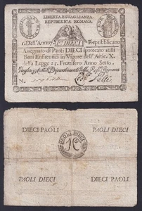 Banconota Italia Vaticano Stato Pontificio 10 paoli 1798 P.-S540b BB/VF - Picture 1 of 1