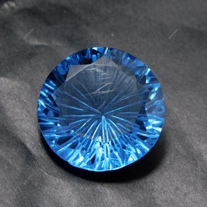 CERTIFIED Loose Gemstone 33.45 Ct Tanzanite Lab Created Blue Round Cut - Picture 1 of 7