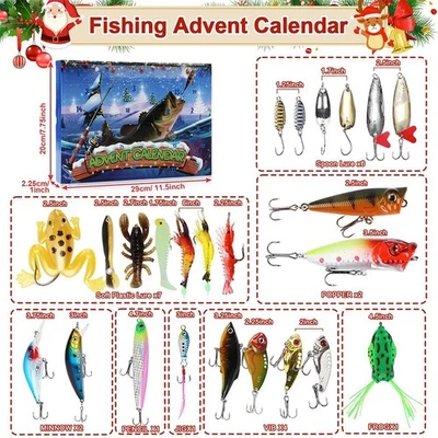 FISHING ADVENT CALENDAR 2024 24 Tage Angelköder Set für Adventskalender 2024 für Outdoor-Enthusiasten
