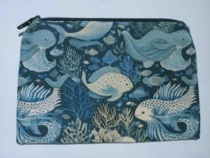 Handmade Lined Fabric Coin Purse : Mythical Ocean Design - Picture 1 of 3