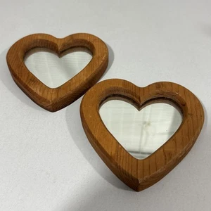 VTG Heart Cutout Mirror Wood Country Farmhouse Cottage Retro Lot 2 - Picture 1 of 8