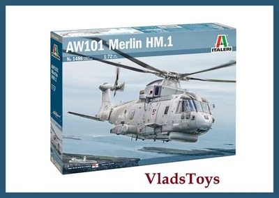 Italeri Plastic Model kit 1/72 Scale AW101 Merlin HM.1 helicopter 1486  - Image 1 of 4