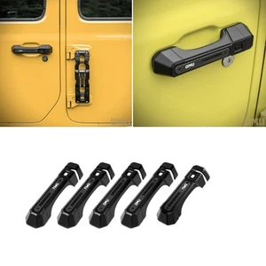 5pcs Black Exterior Door Handles Cover Aluminum Kit For Jeep Wrangler JL 4 Doors - Foto 1 di 7
