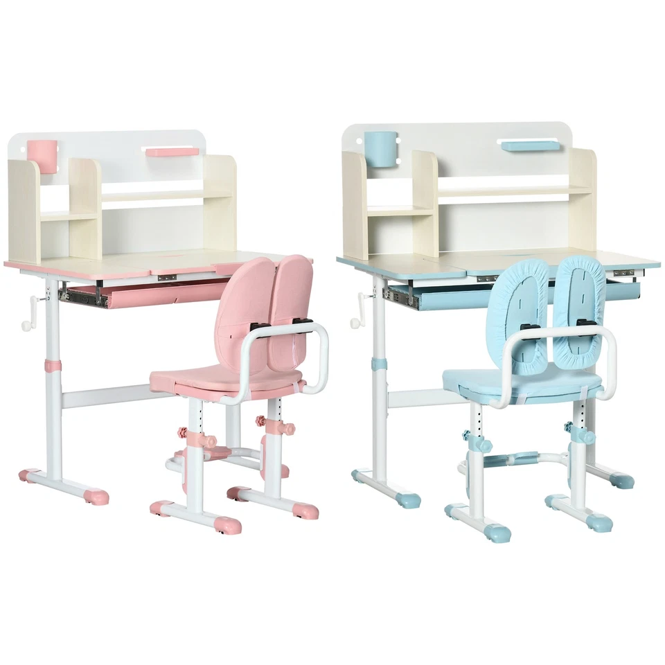 HOMCOM Banco Scuola Inclinabile e Sedia Altezza Regolabile per Bimbi 3-12 Anni - Immagine 1 di 1