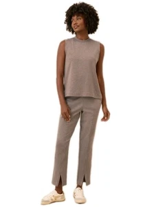 PACT Airplane En Route Set Organic Cotton Deep Taupe Heather Top M Pants S Soft - Picture 1 of 14