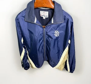 Vintage Majestic San Diego Padres MLB Jacket Mens Large Blue Baseball - Picture 1 of 9