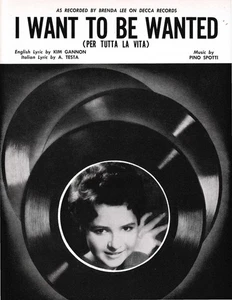 Original Sheet Music - Brenda Lee - I Want To Be Wanted - 1959 - MINT Condition - Picture 1 of 4