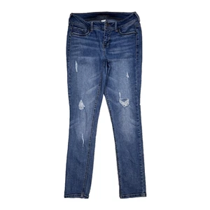 Maurices Skinny Jeans S S Distressed Blue Mid Rise Denim Stretch Measure 28 x 29 - Picture 1 of 7