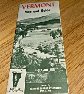 1961 - 1962 VERMONT MAP AND GUIDE with Stowe Ad - Picture 1 of 13